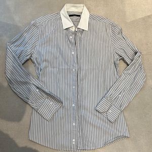 GUCCI MEN SIZE NECK 15.5 BLUE WITH WHITE COLLAR BUTTON DOWN DRESS SHIRT